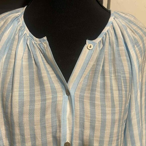 LC LAUREN CONRAD WOMEN'S BLUE/WHITE STRIPED LONG SLEEVE SIZE XS RAYON BLEND - Picture 3 of 7